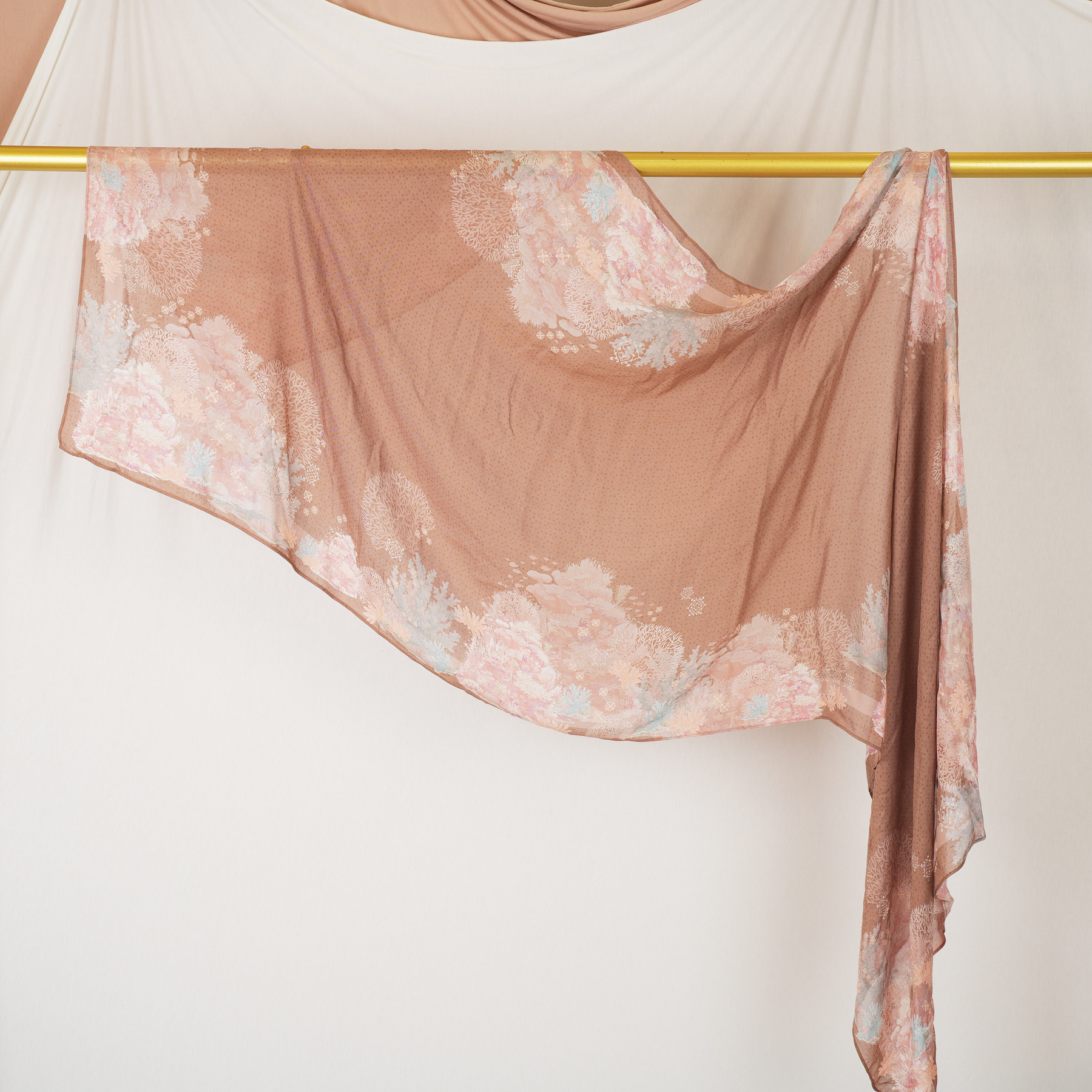 DL001  Modal printed hijab with square corners and rolled hem