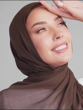 YZ235  Wide Edge Thin Modal Large Size Hijab/Scarf With Cap Set