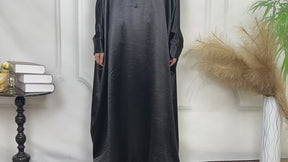 FK414-126 Kepingan salji warna pepejal dwi krep pakaian wanita zip berkilat jubah berkilat skirt pakaian sehelai