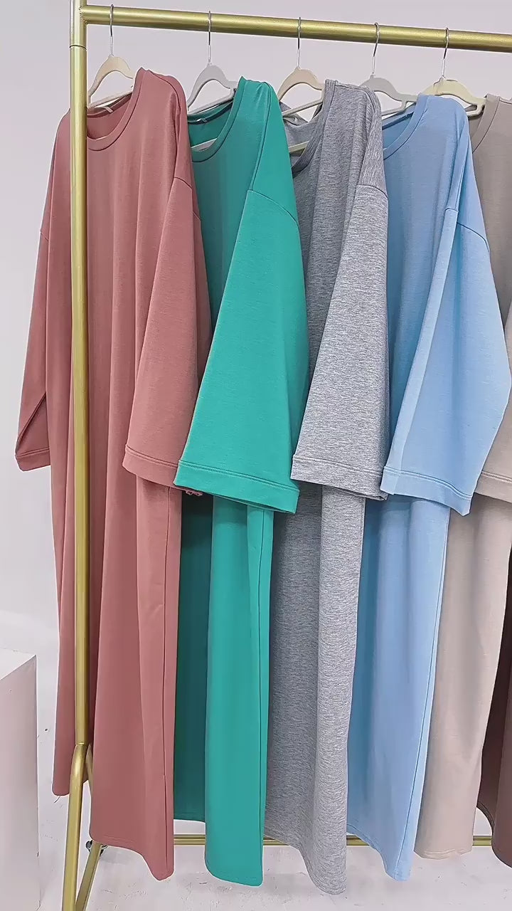 LR737 Solid color sweatshirt dress