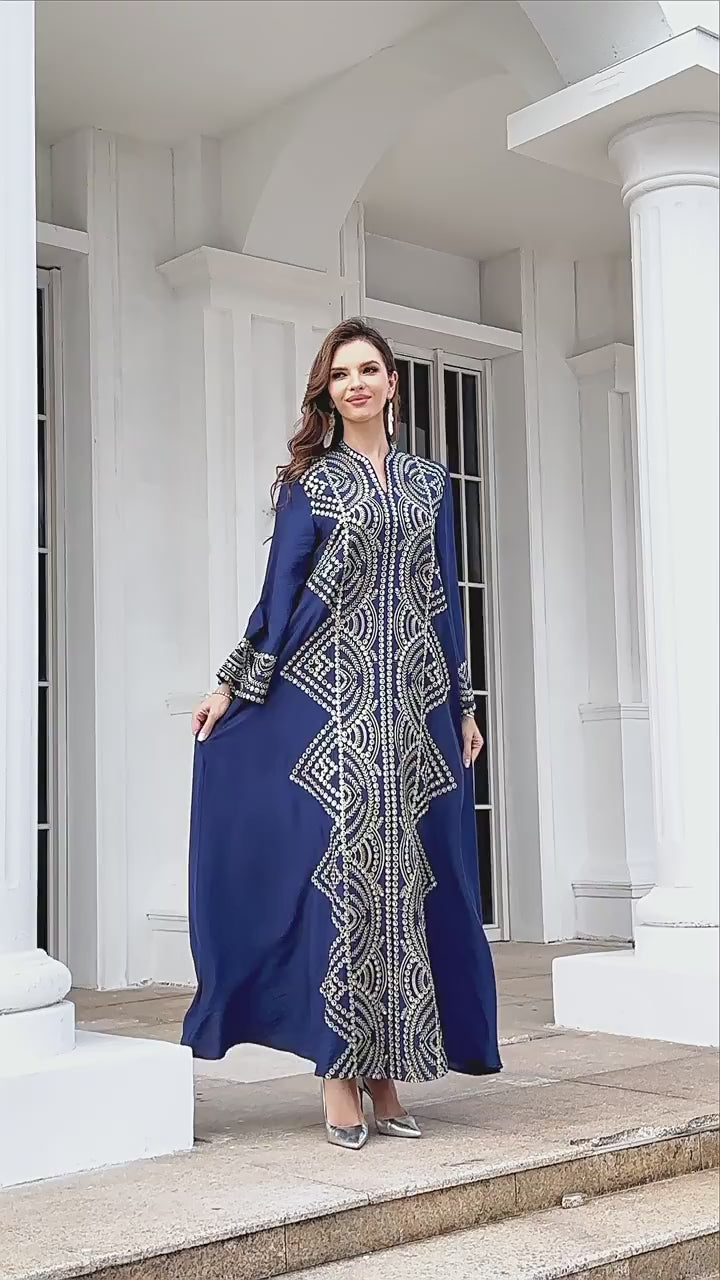 SMT014   Women's evening dress Muslim women's robe sequin embroidery abaya wholesale abaya	Dresses/gowns