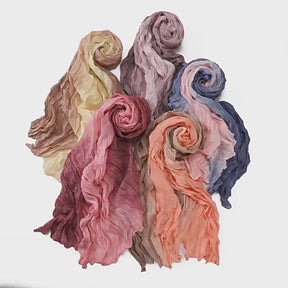 YZ205  Cotton and linen gradient wrinkled dyed long scarf  hijab  hijab/tudung  printed hijab  printed scarf  Gradient