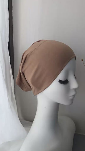 WJA473   mercerized cotton high elasticated primer cap scarf plain hijab  instant hijab