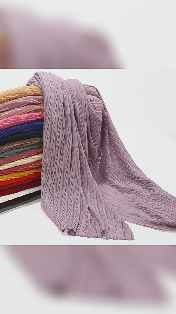 MSL072  New pearl chiffon pleated head scarf Fashion leaf wrinkled solid color scarf