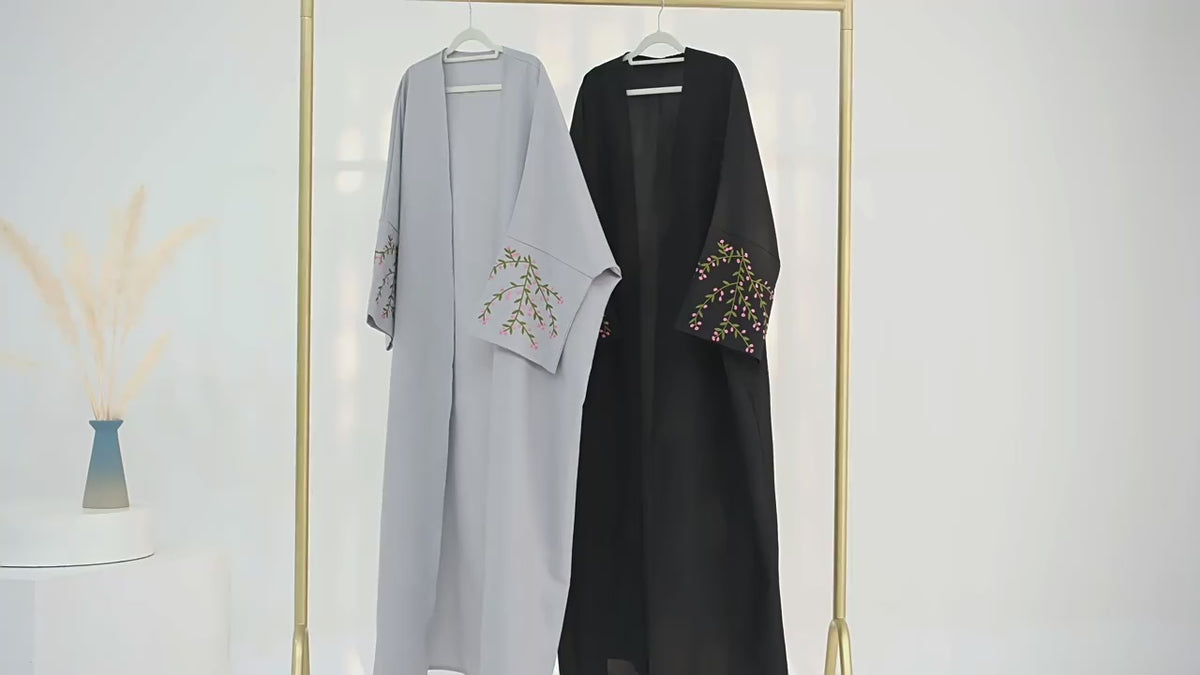 LR790 AliExpress Dubai Middle East Türkiye Dubai Flower Embroidered Elegant Cardigan Robe