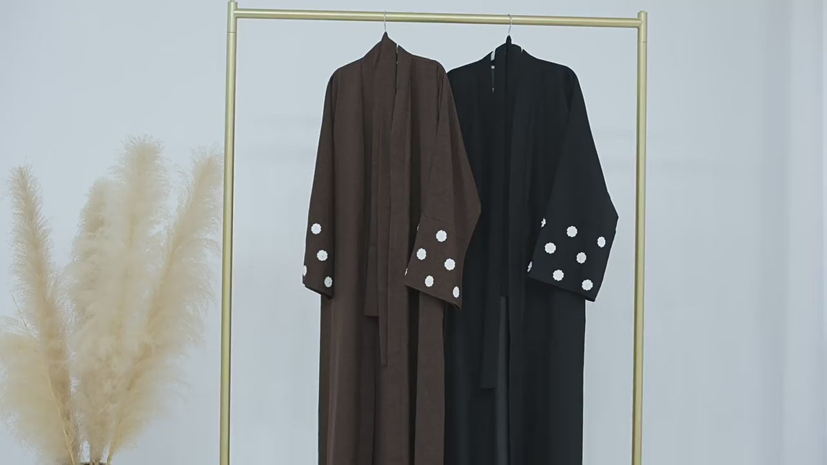 LR852 Fashionable Cloud Embroidery Dubai Turkish Elegant Cardigan Abaya